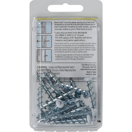 Hillman Borefast White Phillips Pan-Head Screw Anchor (1-1/2 in.) - 25 pc