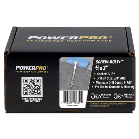 Hillman Screw-Bolt+ Anchor (3/8 in. x 3 in.) - 15 pc