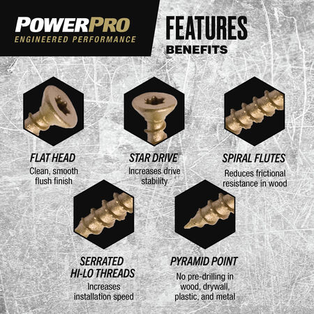 Power Pro ONE Flat Exterior Bronze Multi-Material Screws (#10 x 1-1/4 in.) - 145 pc