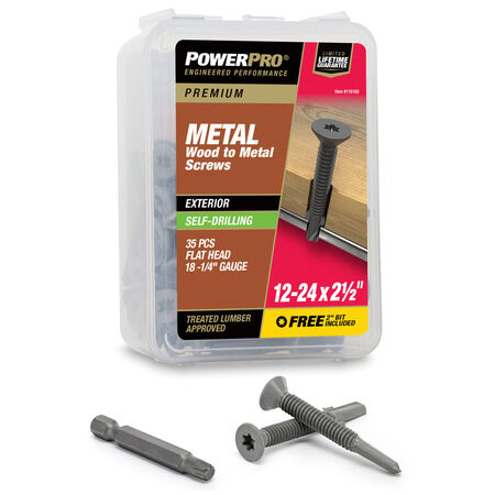 Power Pro Prower Pro Premium Flat Gray Epoxy Self-Drilling Screws (#12-24 � 2-�") 35pc