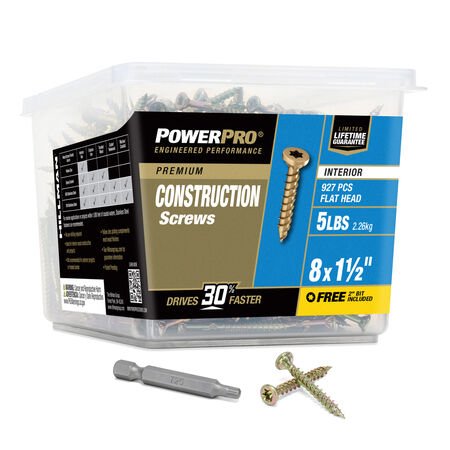 Power Pro Premium Interior Construction Screws (#8 x 1-1/2 in.) - 927 pc