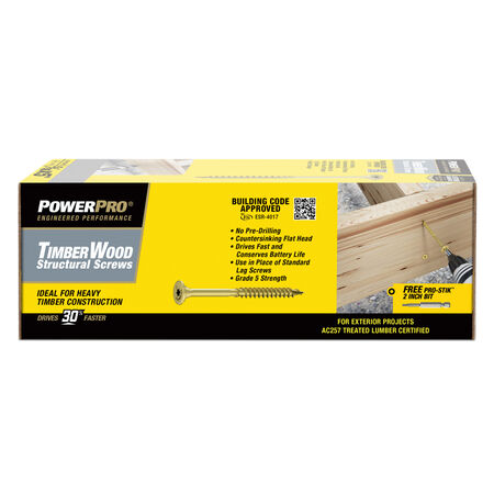 Power Pro TimberWood Bronze Structural Screws (5/16 in. x 5 in.) - 36pc