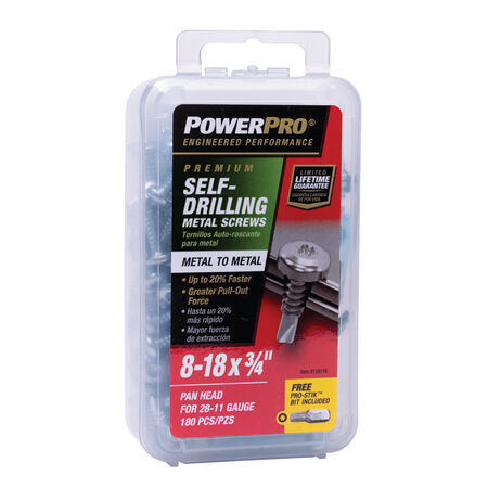 Power Pro Premium Zinc Sheet Metal Self-Drilling Screws (#8-32 x 3/4 in.) - 180 pc