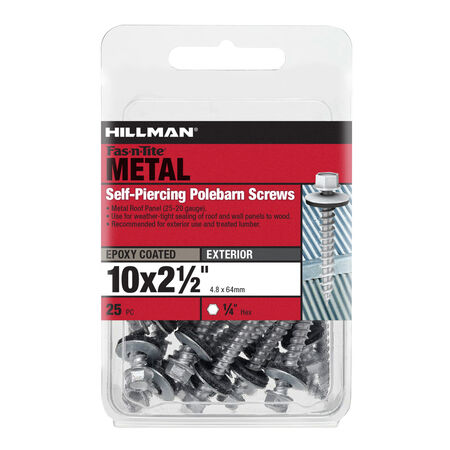 Hillman Self-Piercing Sheeter Screws (#10 x 2-1/2 in.) - 25 pc