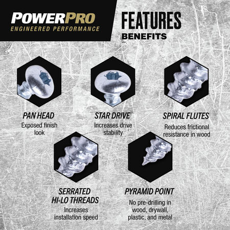Power Pro ONE Pan-Head Interior Zinc Multi-Material Screws (#8 x 1 in.) - 35 pc