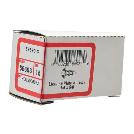 Hillman Slotted Round Zinc License Plate Screws (1/4 in. x 5/8 in.) - 15 pc