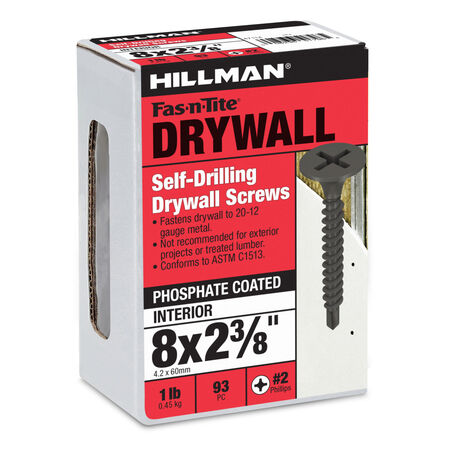 Hillman Fine Self Drilling Drywall Screws (#8 x 2-3/8 in.) - 1lb