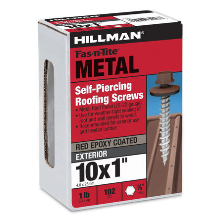 Hillman Red Painted Self-Piercing Sheeter (#10 x 1 in.)