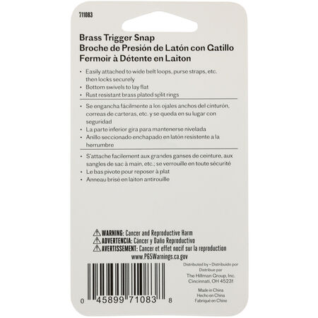 Hillman Brass Trigger Snap Hook with Key Ring