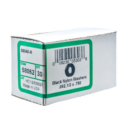 Hillman Black Nylon Flat Washers (1/2 in. x 0.504 in. x 3/4 in.) - 30 pc