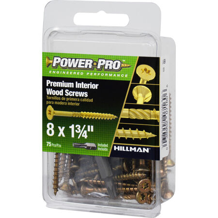 Power Pro Premium Interior Wood Screws (#8 x 1-3/4 in.) - 75 pc