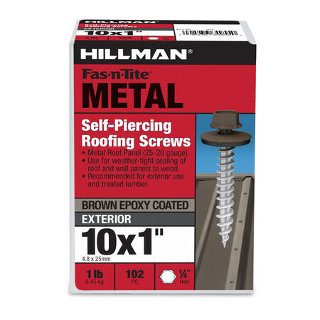 Hillman Brown Painted Self-Piercing Sheeter (#10 x 1 in.)