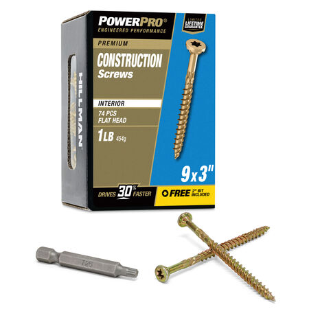 Power Pro Premium Interior Construction Screws (#9 x 3 in.) - 74 pc