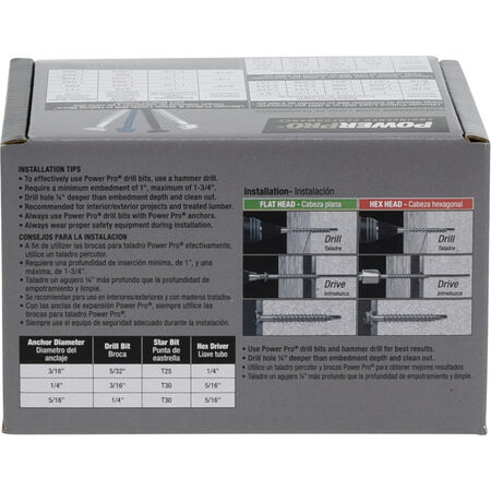 Power Pro Black Hex Washer-Head Concrete Screw Anchor (1/4 in. x 3-1/4 in.) - 100 pc