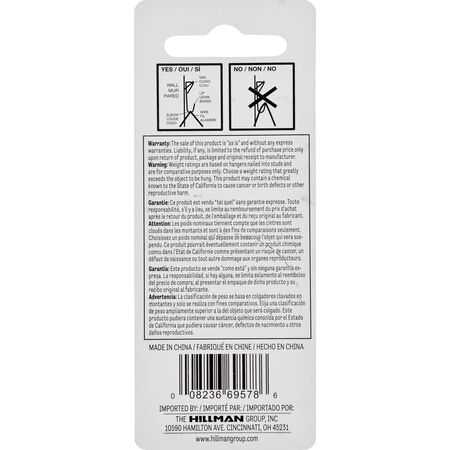 Hillman Conventional Picture Hangers White 100lb 2 Pack