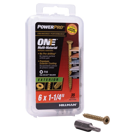 Power Pro ONE Flat Exterior Bronze Multi-Material Screws (#6 x 1-1/4 in.) - 35 pc