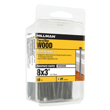 Hillman Square Drive Black Phosphate Trim Screws (#8 x 3 in.) - 50 pc