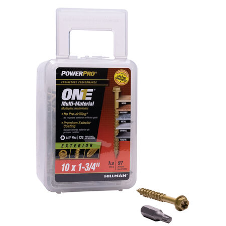 Power Pro ONE Hex Exterior Bronze Multi-Material Screws (#10 x 1-3/4 in.) - 97 pc