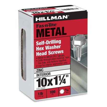 Hillman Zinc Hex Washer Head Self Drilling Screws (#10-16 x 1-1/4 in.)