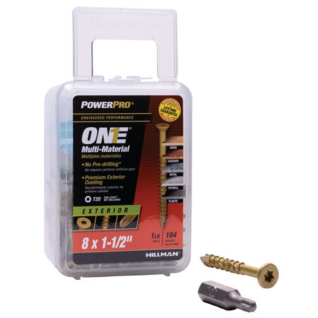 Power Pro ONE Flat Exterior Bronze Multi-Material Screws (#8 x 1-1/2 in.) - 164 pc