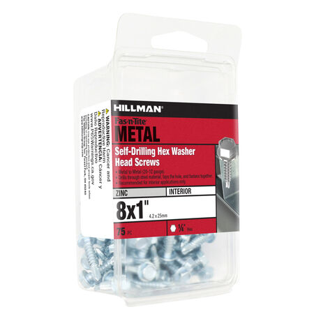 Hillman Zinc Hex Washer Head Self Drilling Screws (#8 x 1 in.)