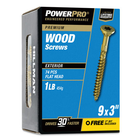Power Pro Premium Exterior Wood Screws (#9 x 3 in.) - 74 pc
