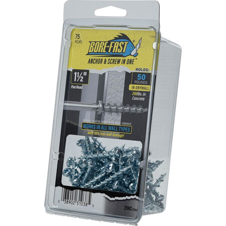 Hillman Borefast Zinc Phillips Pan-Head Screw Anchor (1-1/2 in.) - 75 pc