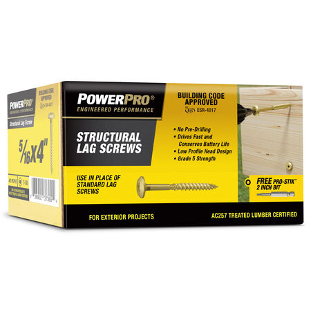 Power Pro Bronze Structural Lag Screws (5/16 in. x 4 in.) - 40 pc
