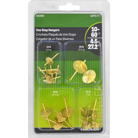 Hillman One Step Picture Hanger Kit Brass 10-60lb 18 Piece