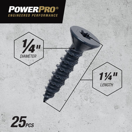 Power Pro Black Flat-Head Concrete Screw Anchor (1/4 in. x 1-1/4 in.) - 25 pc