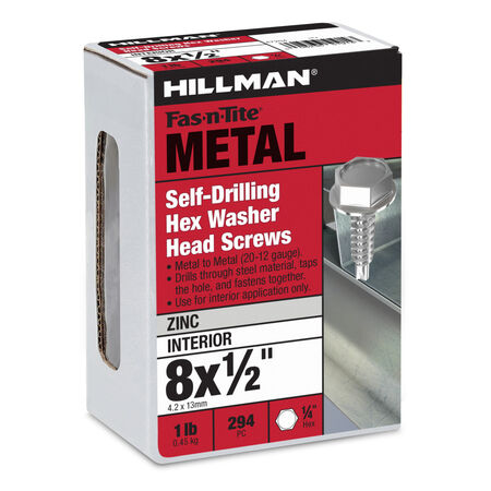 Hillman Zinc Hex Washer Head Self Drilling Screws (#8-18 x 1/2 in.)