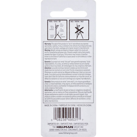 Hillman Professional Picture Hangers Brass 75lb 2 Pack