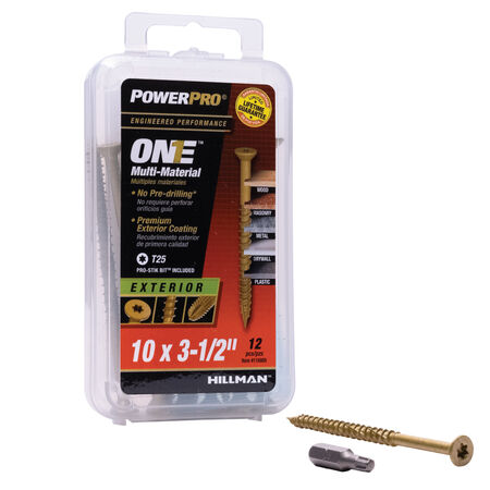 Power Pro ONE Flat Exterior Bronze Multi-Material Screws (#10 x 3-1/2 in.) - 12pc
