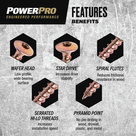 Power Pro ONE Wafer Interior Yellow Zinc Multi-Material Screws (#10x2-1/2 in.)-68pc