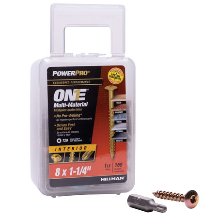 Power Pro ONE Wafer Yellow Interior Zinc Multi-Material Screws (#8x1-1/4 in.)-169pc