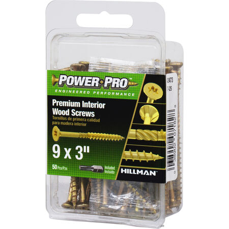 Power Pro Premium Interior Wood Screws (#9 x 3 in.) - 50 pc