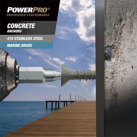 Power Pro 410 Stainless Flat Concrete Screw Anchor (1/4 in. x 2-3/4 in.) 100 pc