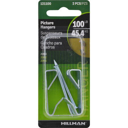 Hillman Conventional Picture Hangers Zinc 100lb 2 Pack