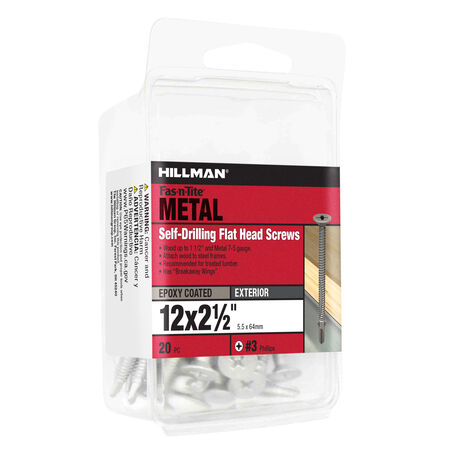 Hillman Flat Phillips Self Drilling Screws with Wings (1/4 in.-20 x 2-3/4 in.) - 15 pc