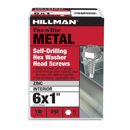 Hillman Zinc Hex Washer Head Self Drilling Screws (#6-20 x 1 in.)