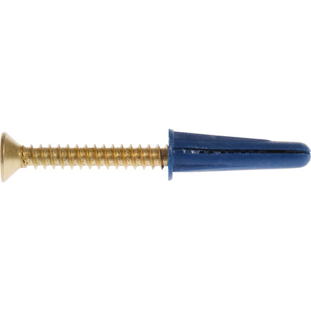 Hillman Blue Conical Plastic Anchor w/ Brass Screws (#10-12 x 1 in.) - 4 pc