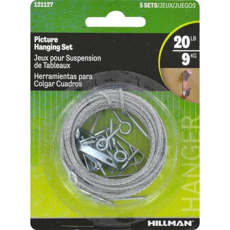 Hillman Picture Hanging Kit Zinc 20lb (5 Sets) 21 Piece