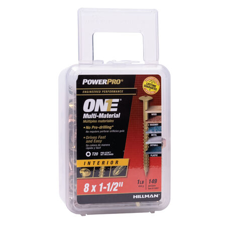 Power Pro ONE Wafer Interior Yellow Zinc Multi-Material Screws(#8x1-1/2 in.)-149 pc