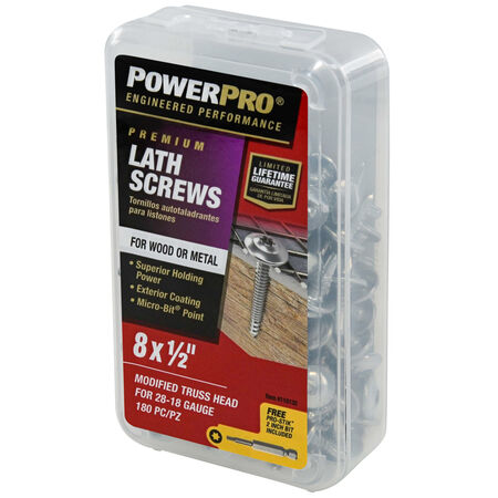 Power Pro Stainless Steel Truss-Head Lath Screws (#8 x 1/2 in.) - 1lb Box