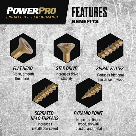Power Pro ONE Flat Exterior Bronze Multi-Material Screws (#10 x 2-1/2 in.) - 15 pc