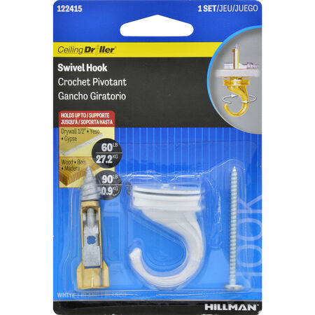 Hillman COBRA White Ceiling Hook 40lb