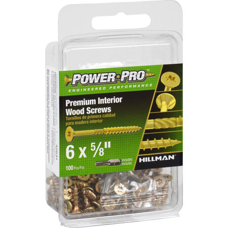 Power Pro Premium Interior Wood Screws (#6 x 5/8 in.) - 100 pc