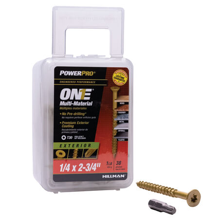 Power Pro ONE Flat Exterior Bronze Multi-Material Screws (1/4 in. x 2-3/4 in.) - 38 pc