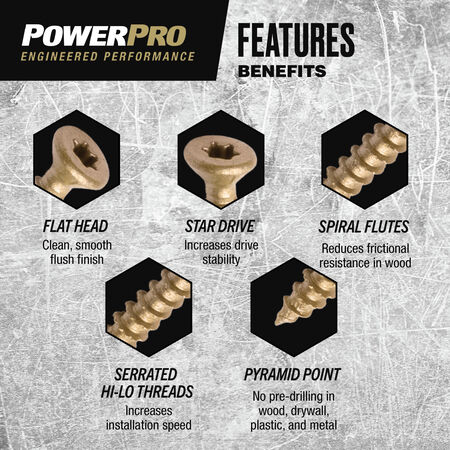 Power Pro ONE Flat Exterior Bronze Multi-Material Screws (#6 x 1 in.) - 40pc