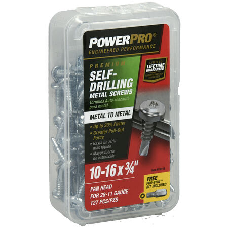 Power Pro Premium Zinc Sheet Metal Self-Drilling Screws (#10-32 x 3/4 in.) - 127 pc